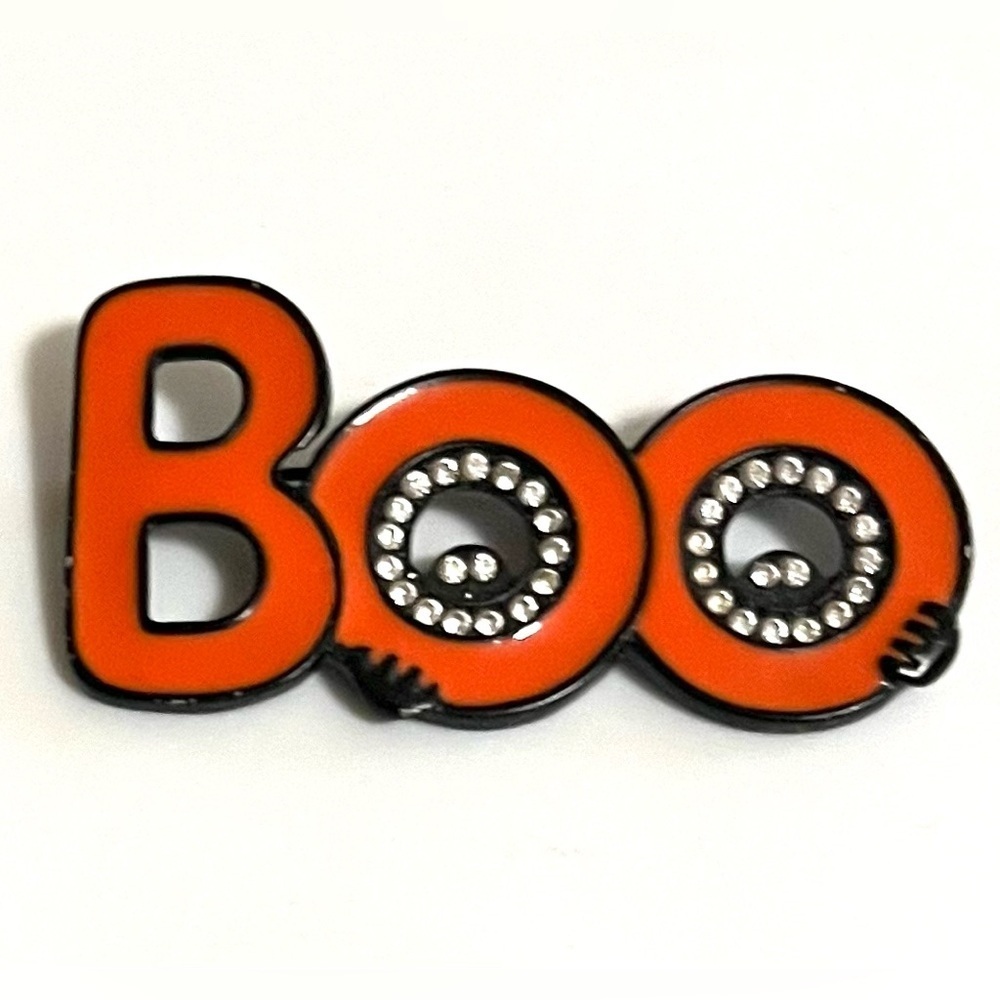 BOO Jeweled Halloween Brooch